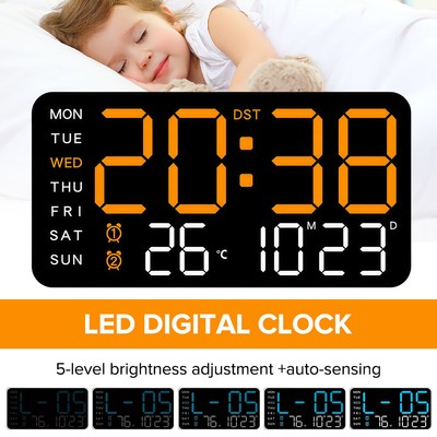 Digitale Wanduhr 9 Zoll LED-Digitaluhr GroßEs Display mit Tonsteuerung Countdown