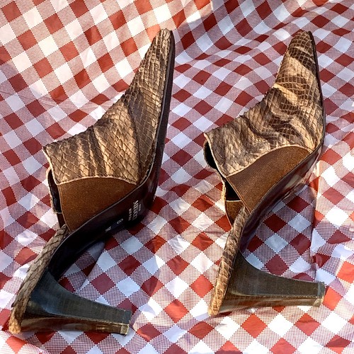 Sesto Meucci Brown Faux Snakeskin Soft Leather Heels 8M - Picture 4 of 8