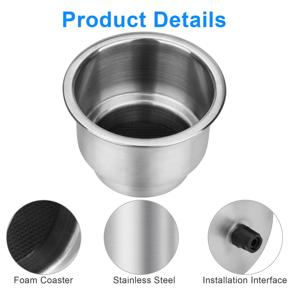 2X Stainless Steel Cup Drink Holder Marine Boat Yacht Truck Camper RV Universal - Imagem 4 de 4