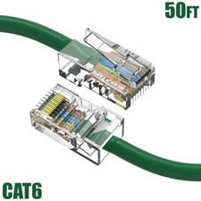 50FT Cat6 RJ45 Ethernet LAN Network UTP Non-Boot Patch Cable Copper 24AWG Green