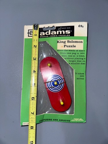 RARE 1958 Adams Pranks Puzzles Magic Tricks Sealed Package King Solomon Puzzle - Picture 9 of 9