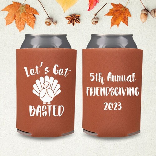 Custom Friendsgiving Can Coolers, Let's Get Basted Annual Friendsgiving Coolies - Afbeelding 4 van 14