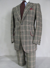 VTG Brioni Italy Roman style heavy tweed two button flat front full suit 42 R