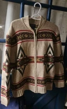 Vintage Pendleton Sweater M PURE LAMBS WOOL Zipper One Flaw Big Lebowski Style