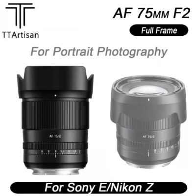 TTArtisan Auto Focus 75mm F2 Full Frame Camera Lens For Sony E Nikon Z X L Mount