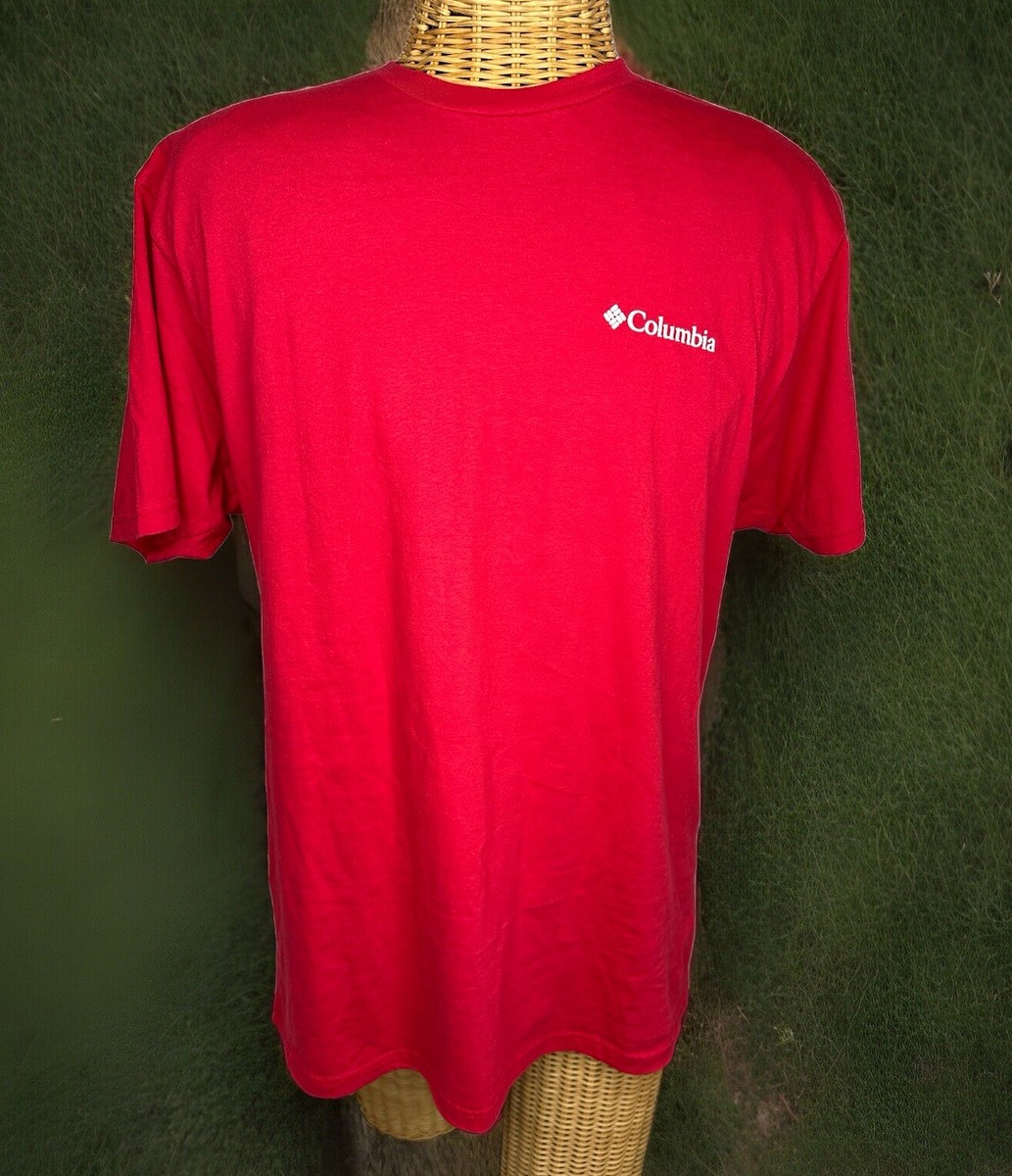 Columbia Men's S/S Back Graphic T-Shirt, Red With Flag