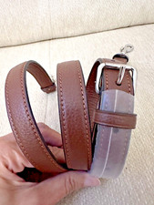 NEW Coach Brown Saddle Pebble Soft Leather Shoulder Replacement Strap Silver HW