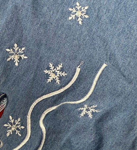 Ugly Christmas Shirt Fashion Bug Denim Jacket Embroidered Attached Tank 30/32W - Picture 8 of 23
