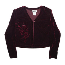 Vintage En Focus Womens Velvet Jacket Maroon 80s S