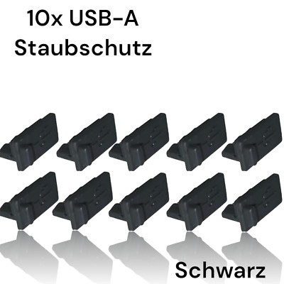 10x USB-Typ-A Schutz, Dust-Plug Staubverschluss - Schwarz