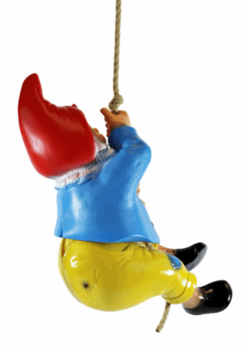 Gartenzwerg Deko Figur Zwerg am Seil hängend kletternd aus Kunststoff H 38 cm - Bild 2 von 6