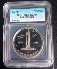 1978 Philippines 25 Piso Silver Coin Birth of Quezon ICG PR67 DCAM!!!