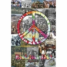 Woodstock 1969 Peace Collage 24x36 Music Art Print Poster Collage from Concert