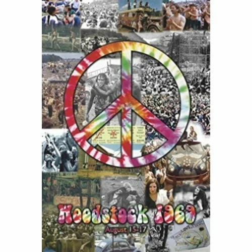 STUDIO B Woodstock 1969 Peace Collage 24x36 Music Art Print Poster Collage from Concert