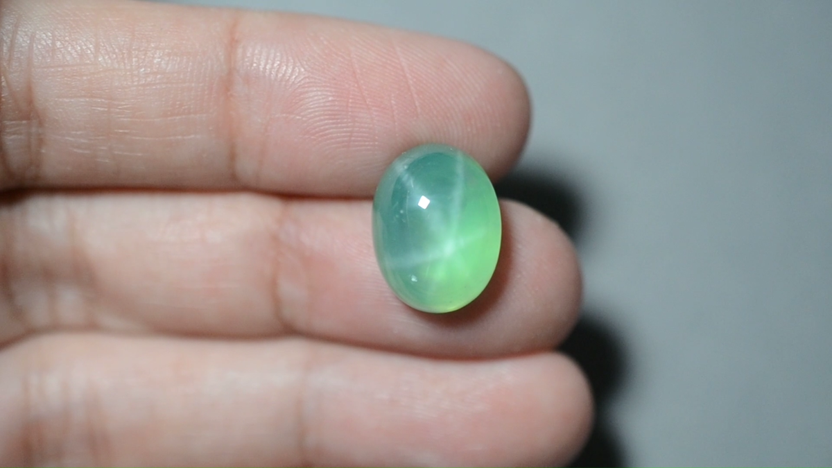 16.75 Ct 15x11.5 MM Green Star Sapphire 6 Rays Lab Created