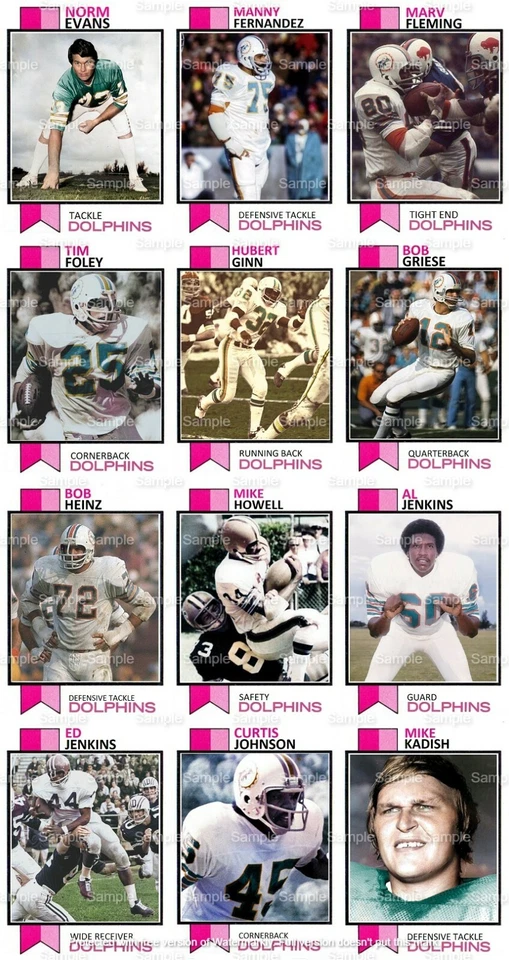 Miami Dolphins 1972 17-0 60 Card Custom 1973 Set - Image 3 of 4