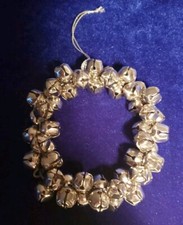 Vintage Jingle Bells Christmas 4" Silver tone Wreath Ornament New