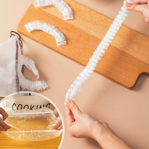 100 Stück Kunststoff Lebensmittel Abdeckung Einweg Lebensmittel Frischhaltedeckel mit Gummizug - Bild 8 von 10