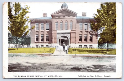 The Benton School St Charles Missouri MO Antique 1909 Postcard DPO Anglum MO