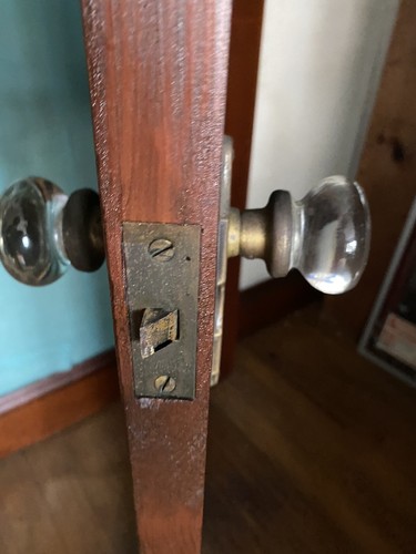 1920 Closet Chestnut Door & Hardware 30x80 - Picture 5 of 9