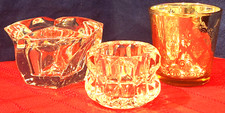 LOT OF 3-Vintage Vtg. star/diamond cut round/and Ashland votive Candle Holders