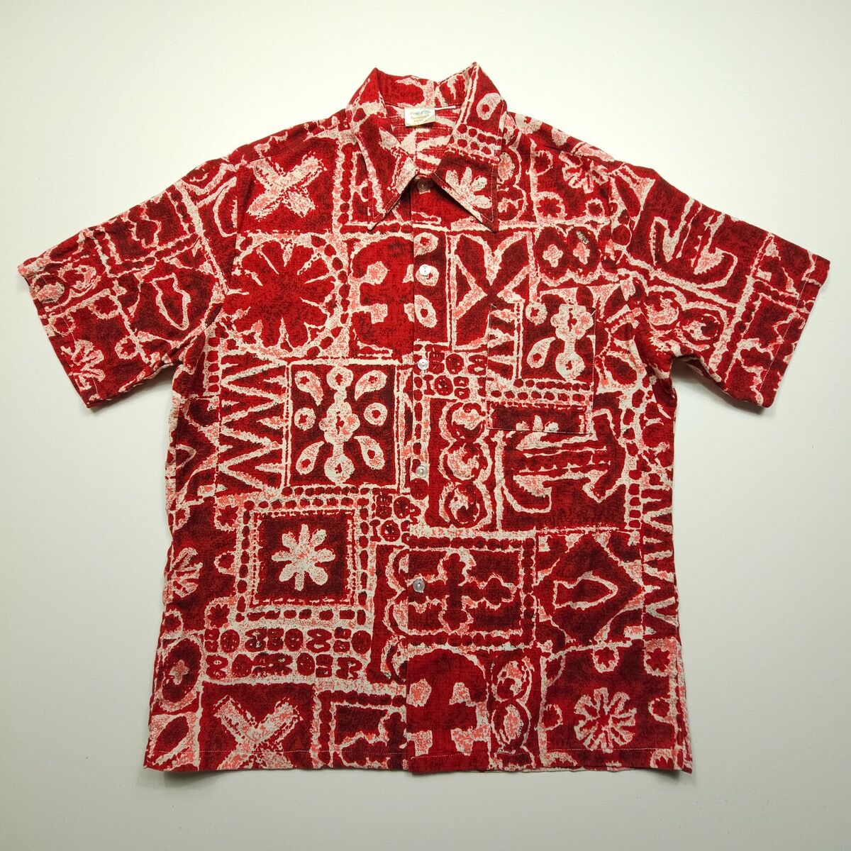 VTG JC Penney Town Mens Shirt Medium Red Geometric Floral VTG JC Penney Town Mens Shirt Medium Red Geometric Floral