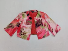 I.N. Studio Women's Jacket Size 6 Pink 3/4 Sleeve Bolero Cropped Blazer