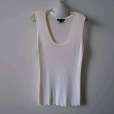 St John Tank Top Sleeveless Knit Cream Ivory Women M Viscose Wool Blend