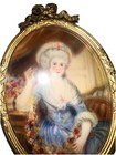 French Ormolu Frame Gold Gilt Woman Blue Dress 1700 Era Clothes Garland Flowers — photo 6