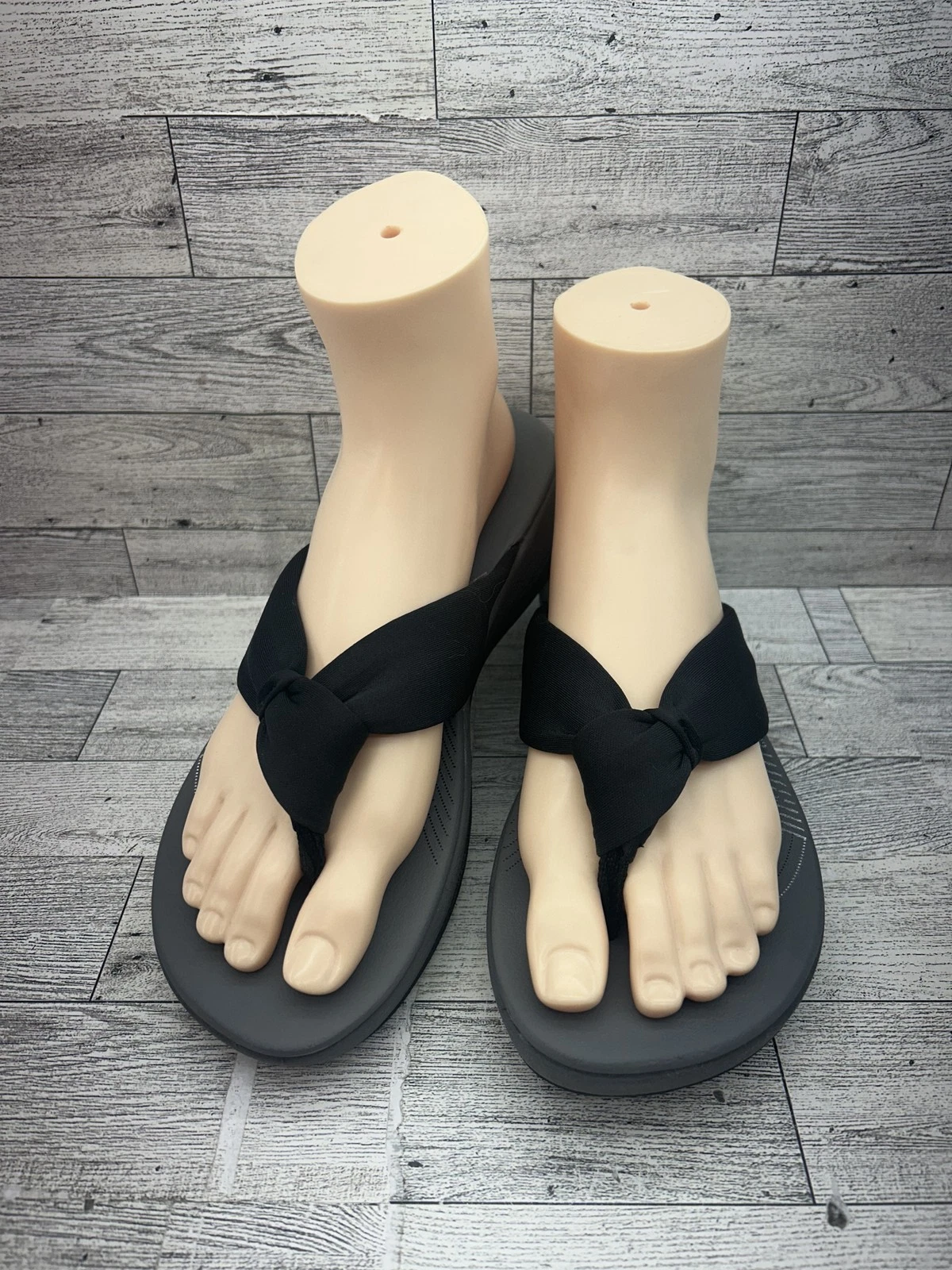 Sandali Clarks Cloudsteppers donna taglia 8 nero grigio ammortizzati infradito comodi