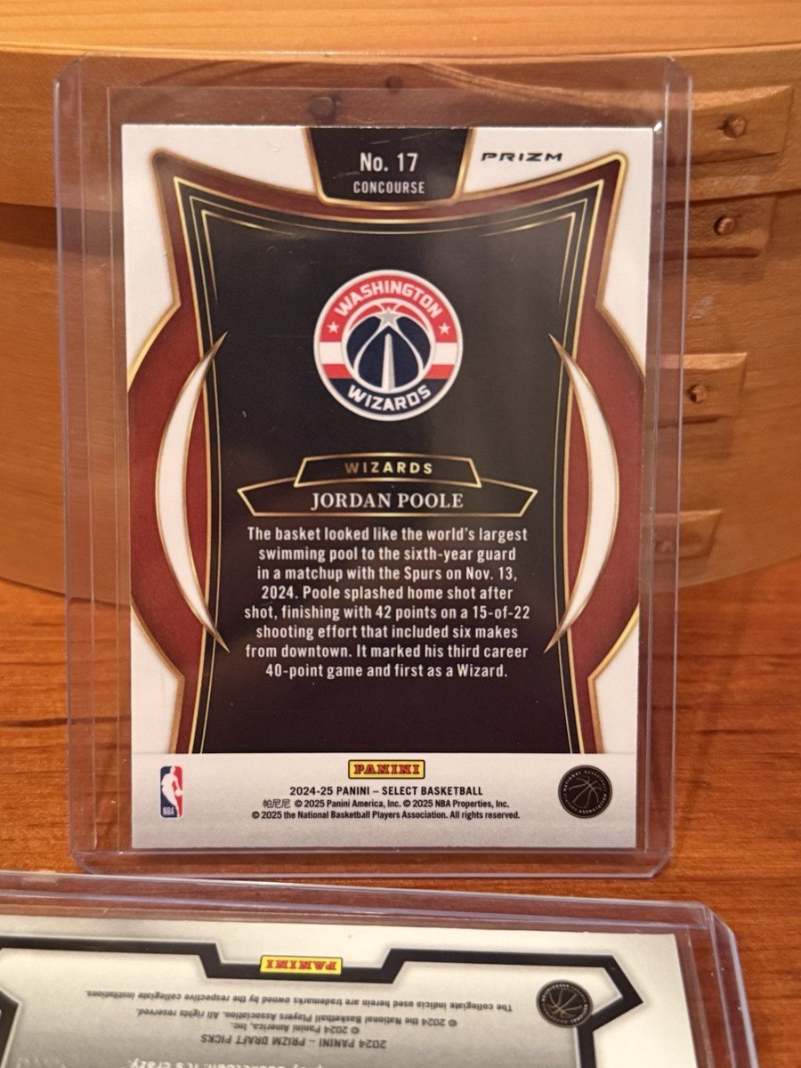 Jordan Poole 2024-25 Panini Select Zebra Prizm SSP Wizards