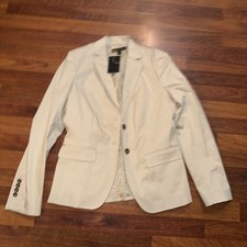 Brooks Brothers 346 Women s Blazer Size 8 Ivory Cream Linen Classic Fit 2 Button