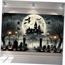 Halloween Backdrop Haunted Mansion Witch Banner 71 x 43 Inch Halloween Skull 3