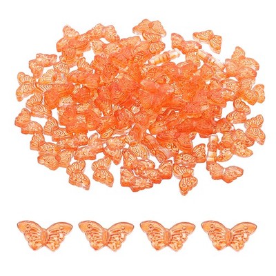 100pcs Butterfly Crystal Beads Czech Glass Clear, Orange Red