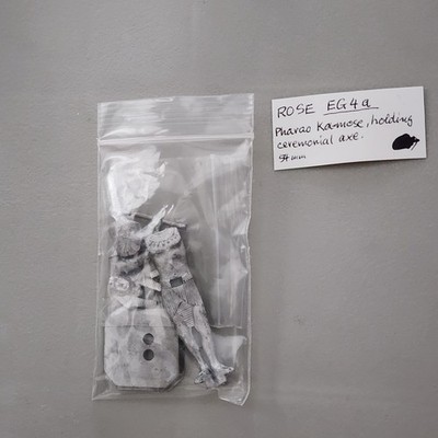rose metal figure pharao ka-mose holding cermonial axe