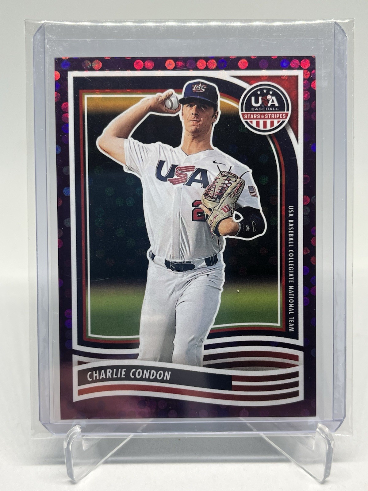 2024 Panini Team USA Stars & Stripes Purple Dot Charlie Condon /99