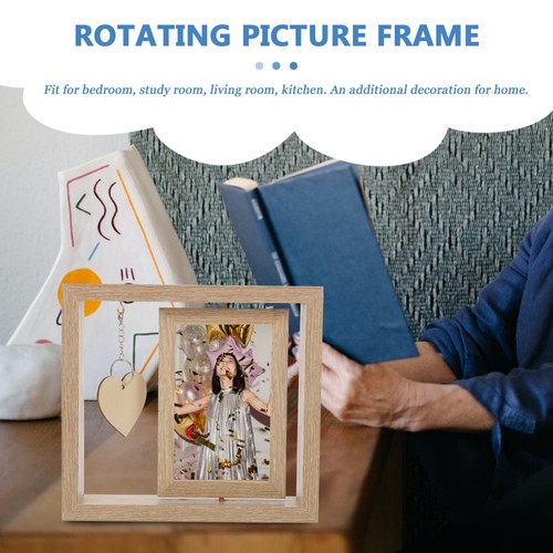 Carousel Photo Frame Lovers Rotating Romantic Picture Frames Wood Rotary - Picture 9 of 12