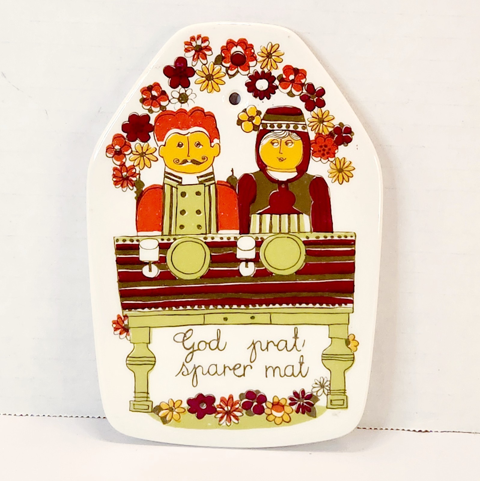 VTG Figgjo Flint FF Turi Folklore Wall Plaque Norway God Prat Sparer Mat 6x4"