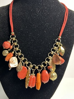 Vintage Robert Rose Acrylic Coral Necklace 16  - 18 