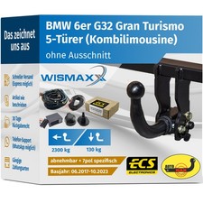 ANHÄNGERKUPPLUNG abnehmbar für BMW 6er G32 Gran Turismo 17-23 +7pol E-Satz ECS