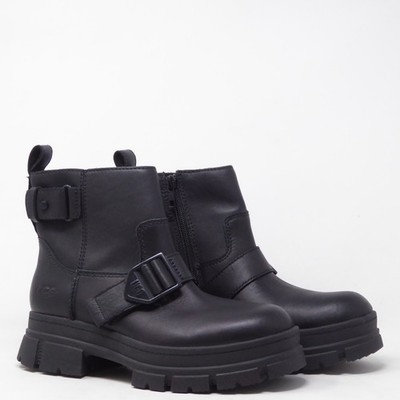 NEW UGG Womens Ashton Short Moto Ankle Boots Black Leather Waterproof 6.5