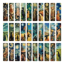 30pcs Cat Bookmarks Oil Painting Style Bookmarks Gift For Readers, Book Club