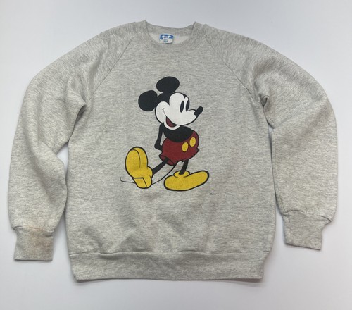 Vintage Disney Sweatshirt Medium Gray Mickey Mouse Crewneck Made in USA 80s