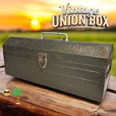 Vintage Union Model 3119 Toolbox w/Tray Olive Green 19''Wx6''Dx7.5''H L K 15 Pic's