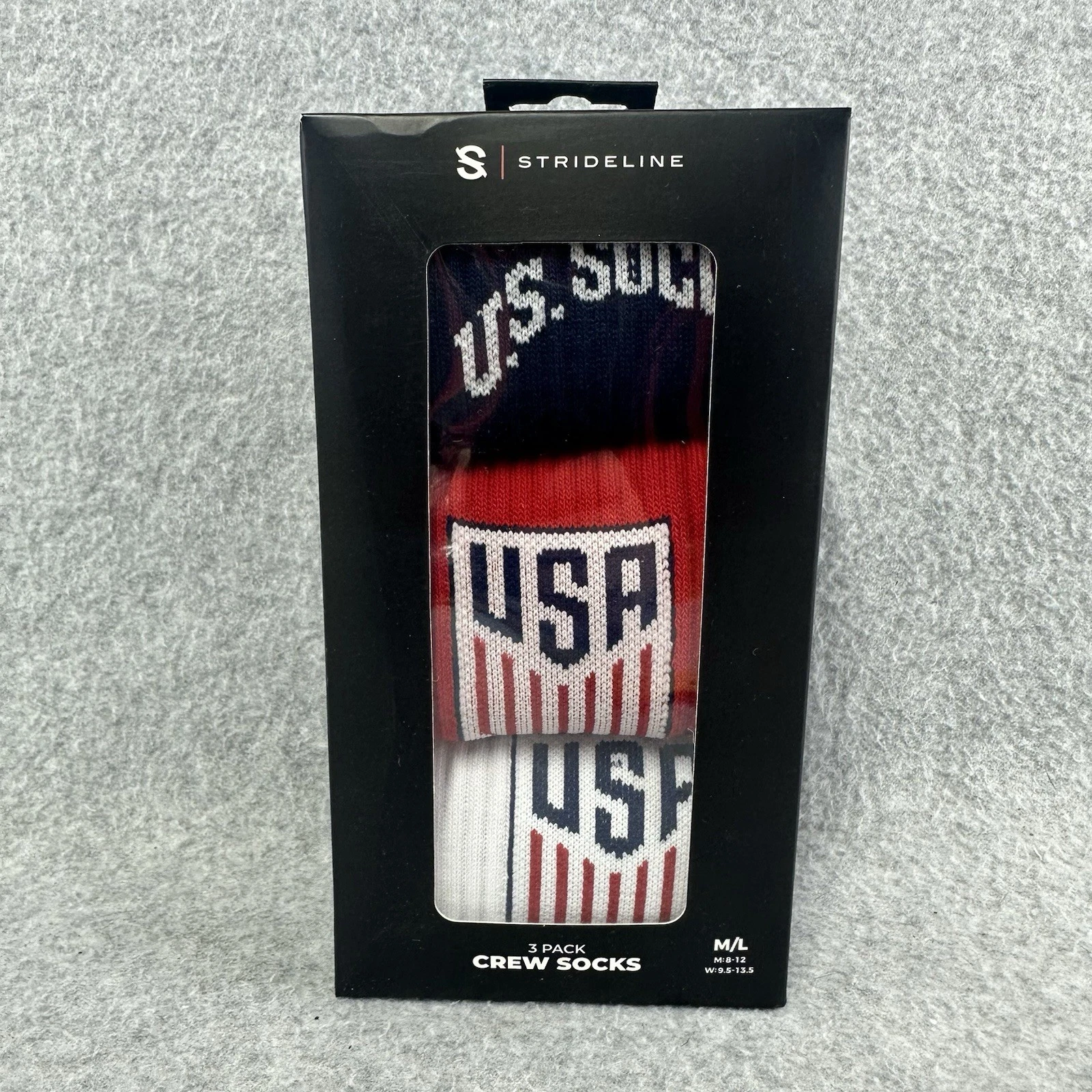 Strideline US Soccer Crew Socks 3 Pack USA Premium Knit Unisex M/L