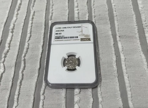 (1250-1348) ITALY ANCONA DENARO NGC MS63