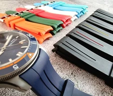 Curved End Premium Silicone Rubber Divers Watch Strap Band Mens 20mm 21mm 22mm