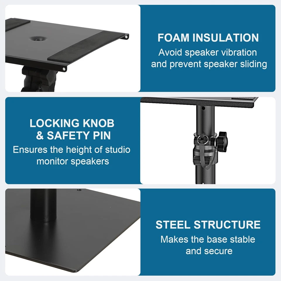 Juego de 2 soportes para altavoces de monitor de estudio de escritorio estantería soportes para altavoces Foto 2 de 4