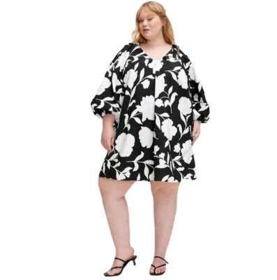 Kate Spade Target Classic Rose Poplin Long Sleeve Mini Dress Floral Plus 2X