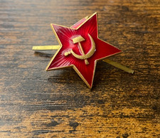 USSR Soviet Russia Army RED STAR Hat Cap Badge Cockade Enamel Pin Hammer Sickle